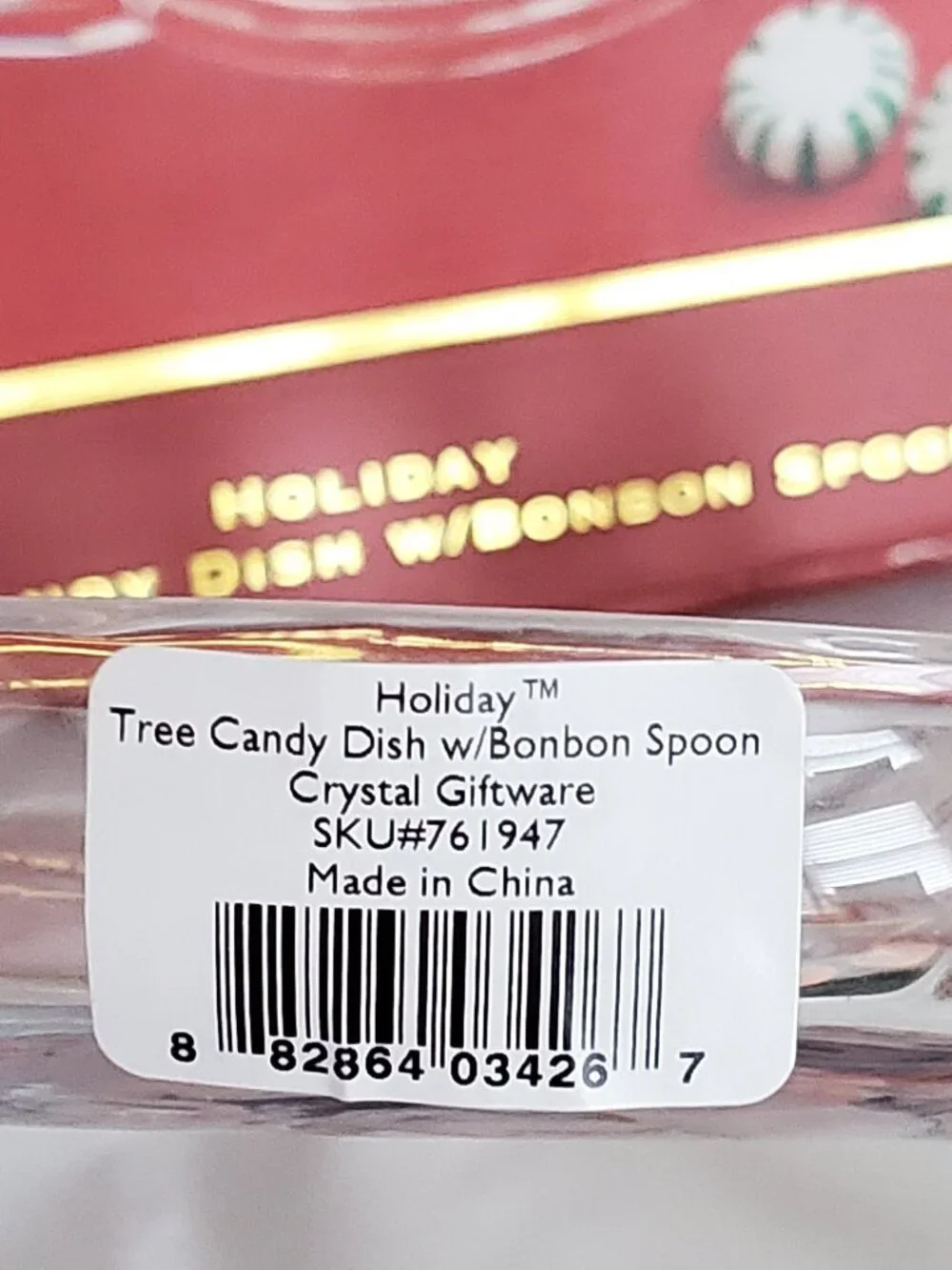 Lenox Crystal Holiday Tree Dish and Bonbon Spoon Set  Vintage in Box!